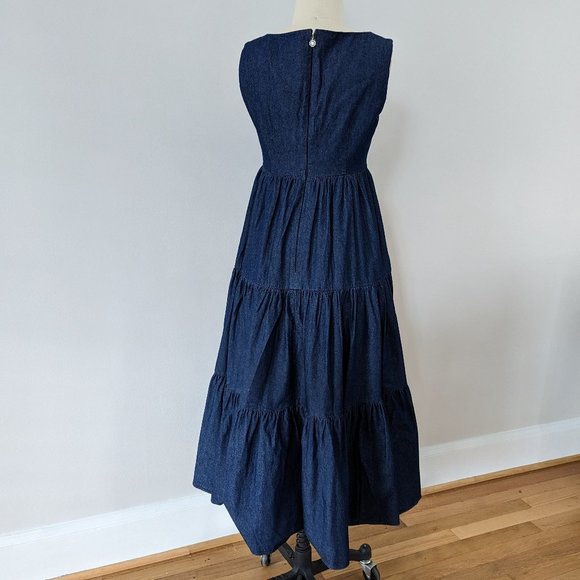 NWT! Kate Spade NY Chambray Vineyard Midi Dress Size 4 Indigo Denim - Picture 7 of 14